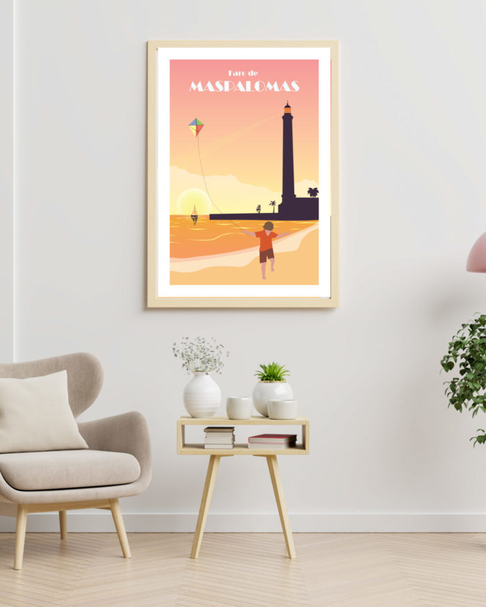 Cartel el poster faro maspalomas gran canaria decoracion interior marco madera