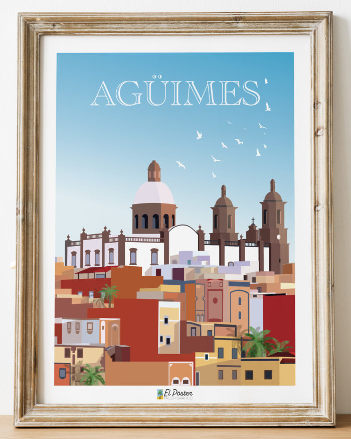 Poster pueblo Agüimes Islas canaria Gran canaria
