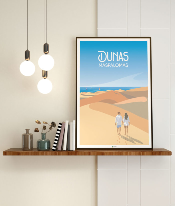 Cartel el poster dunas maspalomas gran canaria decoracion interior marco madera