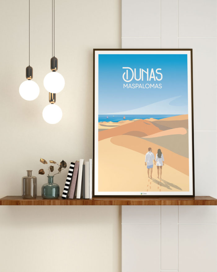 Cartel el poster dunas maspalomas gran canaria decoracion interior marco madera