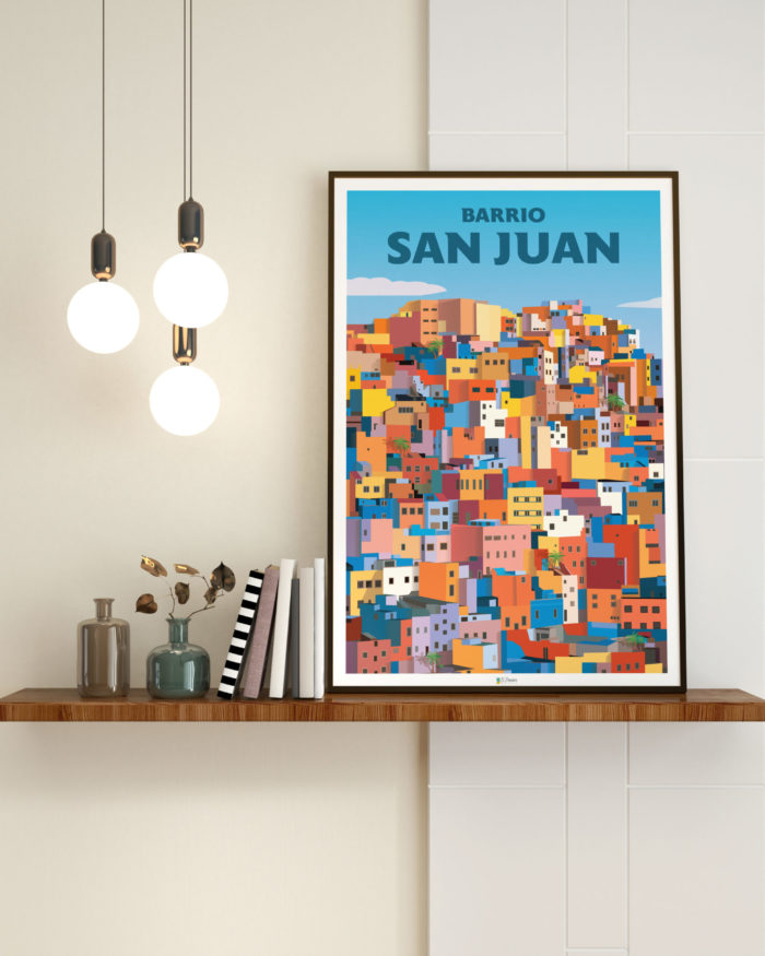 Cartel el poster barrio san juan decoracion interior marco de madera