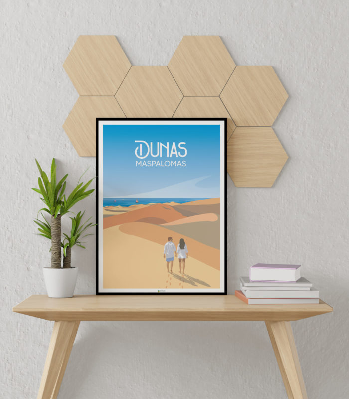 Cartel el poster dunas maspalomas gran canaria decoracion interior marco madera