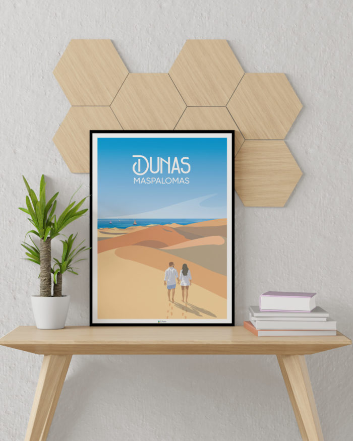 Cartel el poster dunas maspalomas gran canaria decoracion interior marco madera
