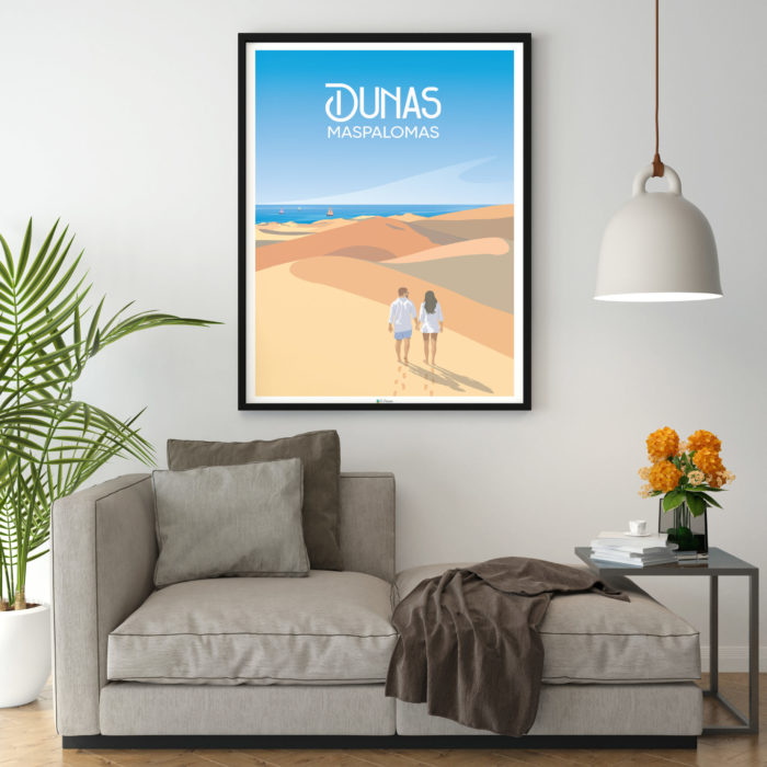 Cartel el poster dunas maspalomas gran canaria decoracion interior marco madera