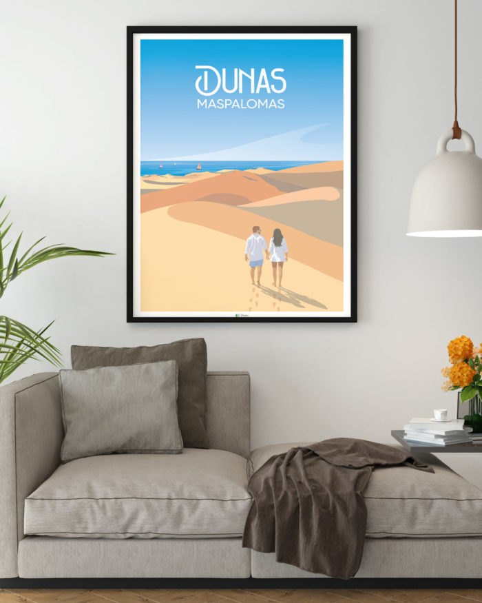 Cartel el poster dunas maspalomas gran canaria decoracion interior marco madera