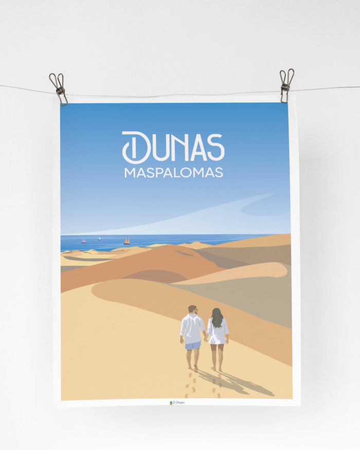 Cartel el poster dunas maspalomas gran canaria decoracion interior marco madera