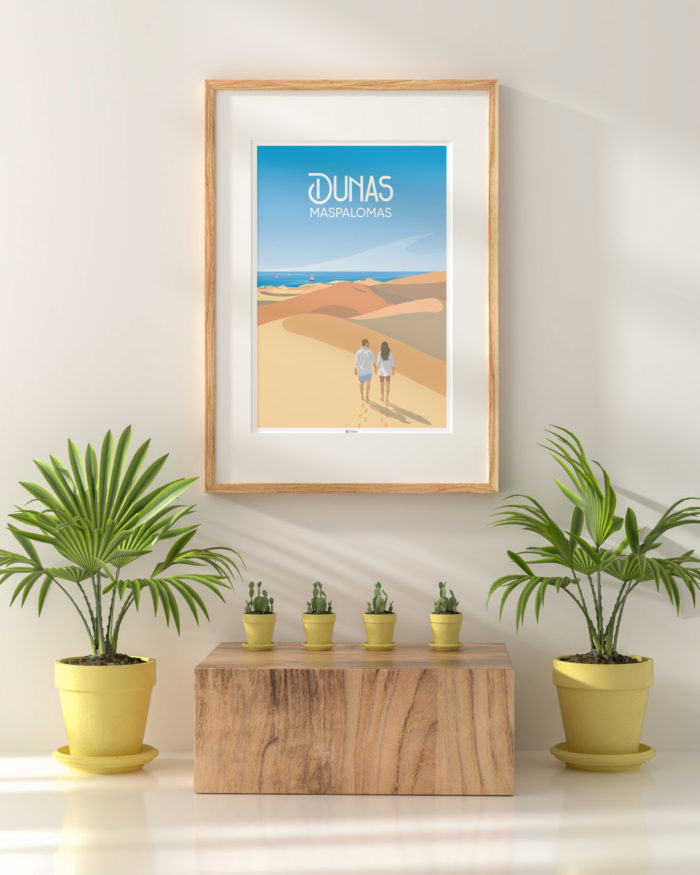 Cartel el poster dunas maspalomas gran canaria decoracion interior marco madera
