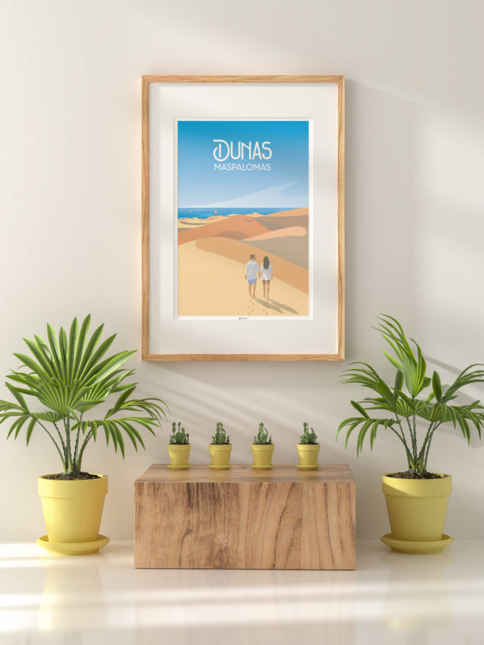 Cartel el poster dunas maspalomas gran canaria decoracion interior marco madera