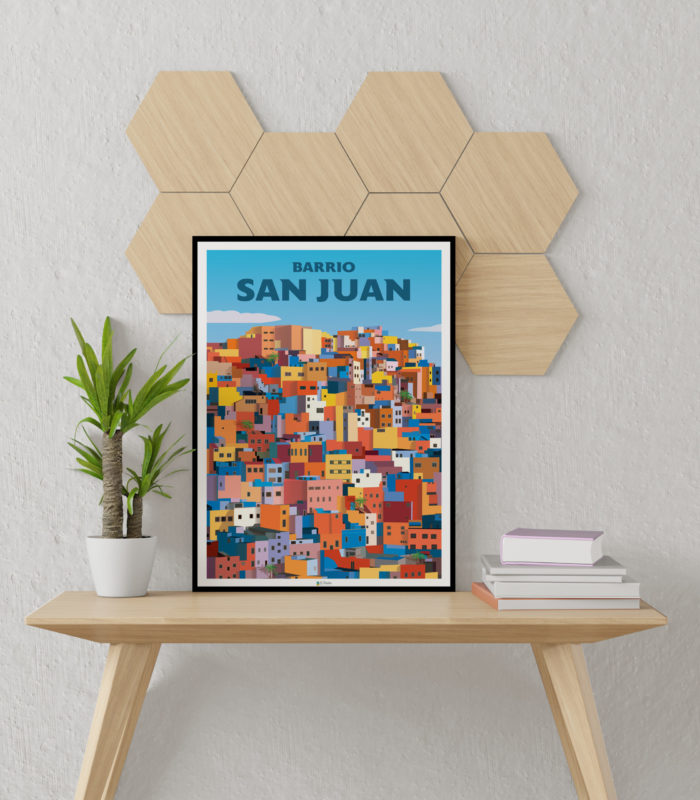 Cartel el poster barrio san juan decoracion interior marco de madera