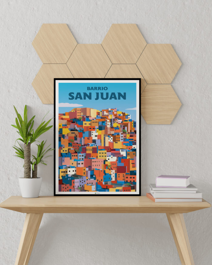 Cartel el poster barrio san juan decoracion interior marco de madera