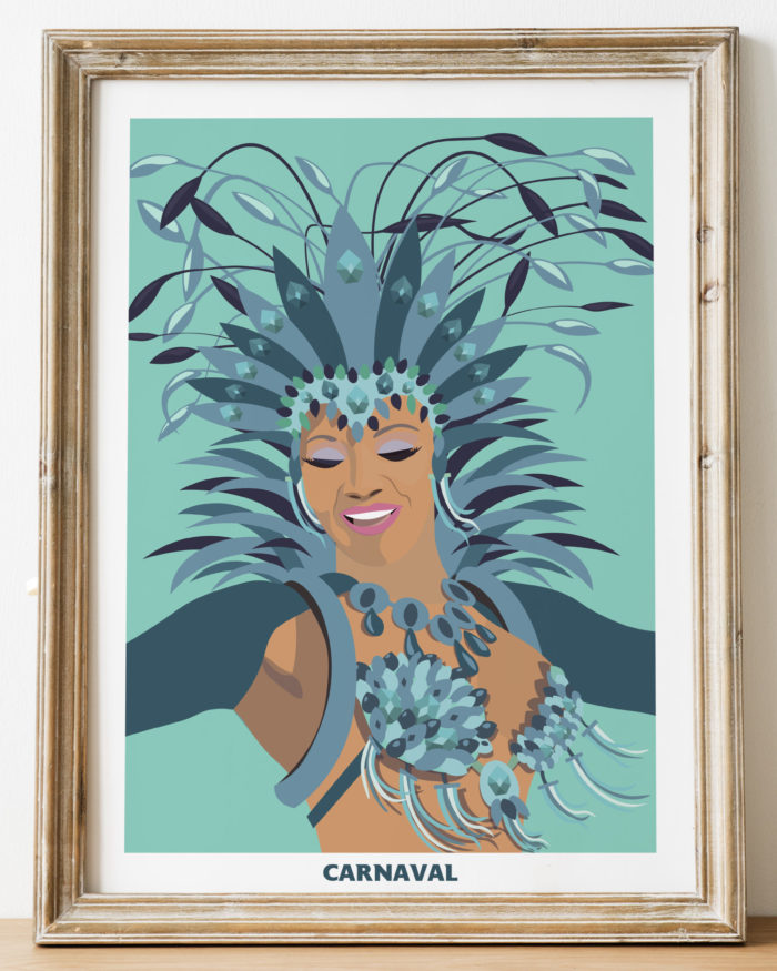 Poster Mujer carnaval azul cartel el poster Canarias
