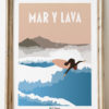 Poster Mar y Lava Gran canria rosa teide Lamina de madera surf