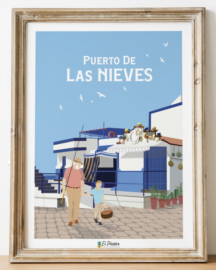 Poster de puerto de las nieves agaete decorativo cielo azul