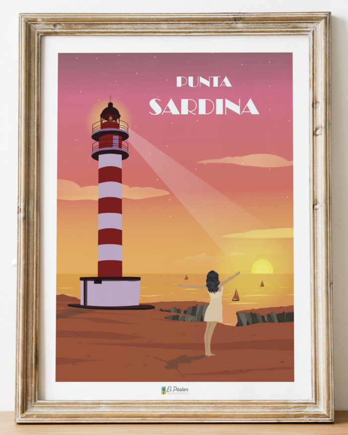 Poster Punta sardina mar puesta de sol Cartel Gran canaria