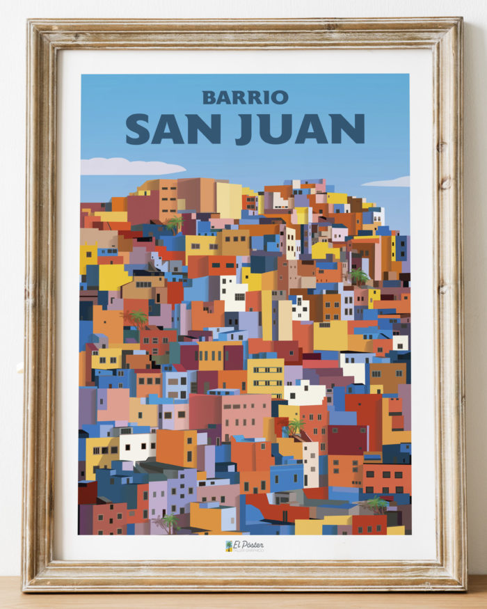 Poster del barrio San Juan en Gran canarias Lamina colorida