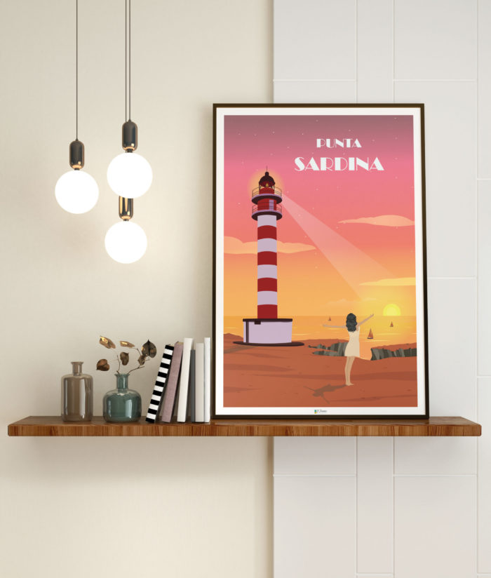 Cartel el poster playa mar faro de punta sardina decoracion interior