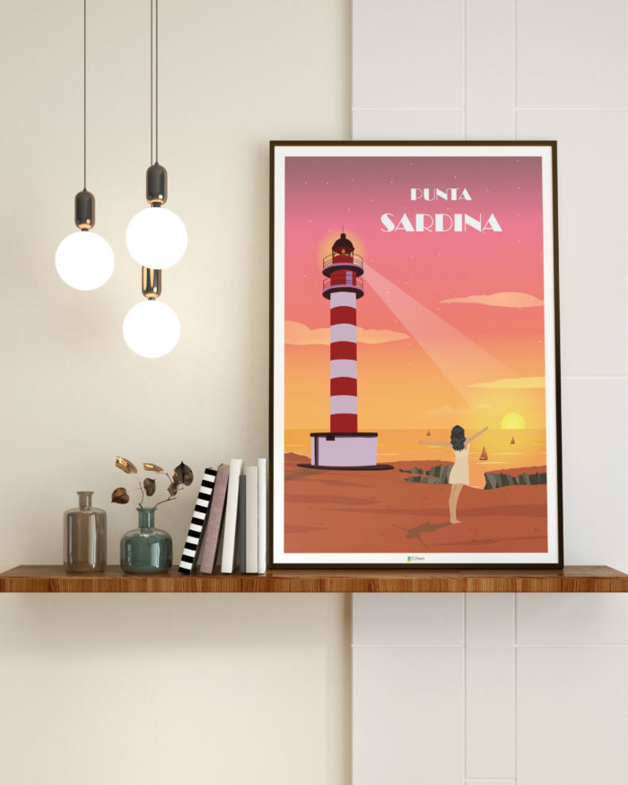 Cartel el poster playa mar faro de punta sardina decoracion interior