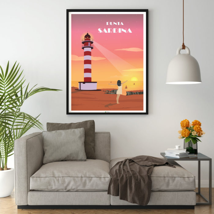 Cartel el poster playa mar faro de punta sardina decoracion interior