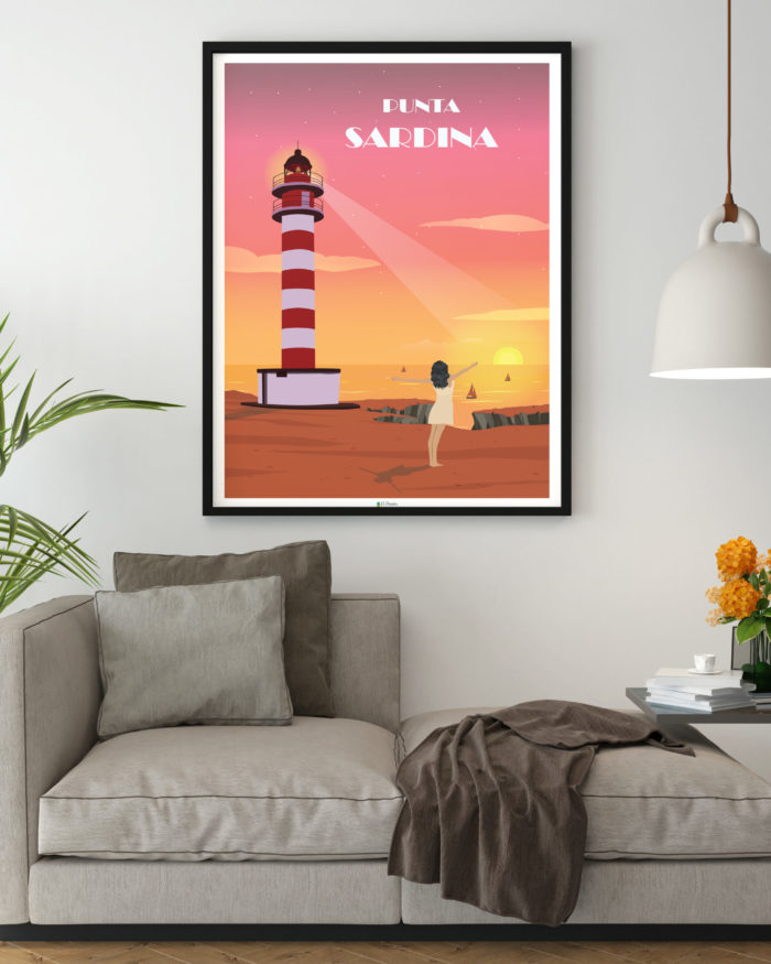 Cartel el poster playa mar faro de punta sardina decoracion interior