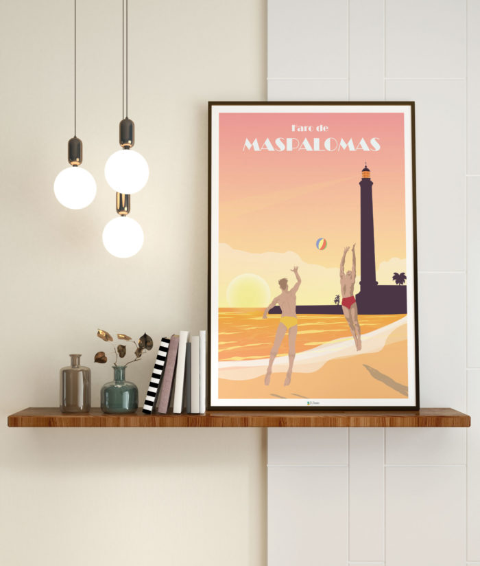 Cartel el poster playa faro de maspalomas jugador volley puesta de sol decoracion interior