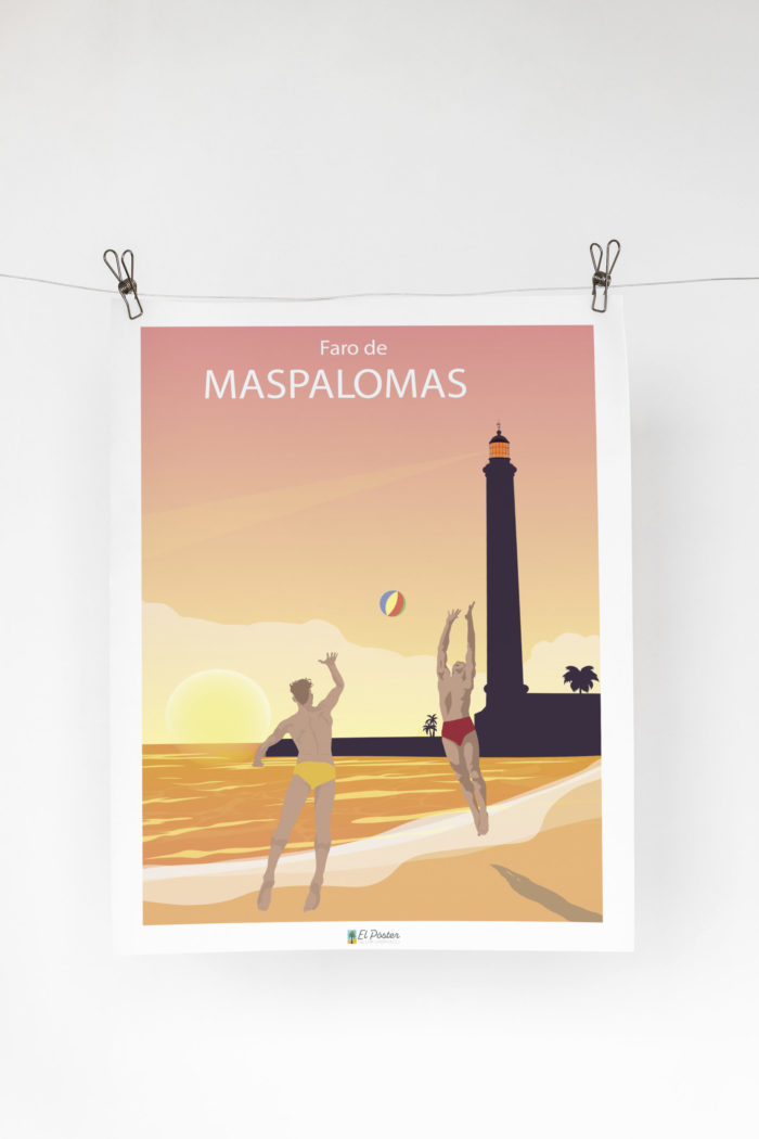 Cartel el poster playa faro de maspalomas jugador volley puesta de sol decoracion interior