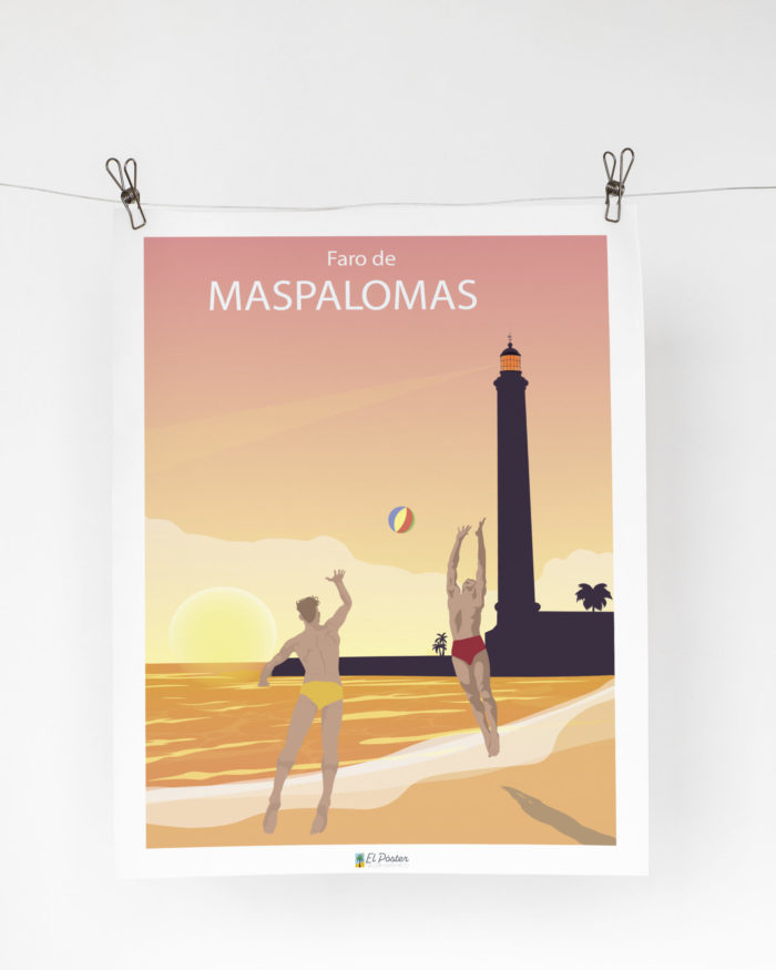 Cartel el poster playa faro de maspalomas jugador volley puesta de sol decoracion interior