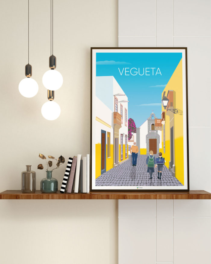 Affiche El Póster vegueta escolares casa blanca amarilla calle cristobal colón decoracion