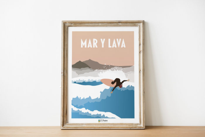 Poster decorativo vintage Mar y lava galdar teide surf