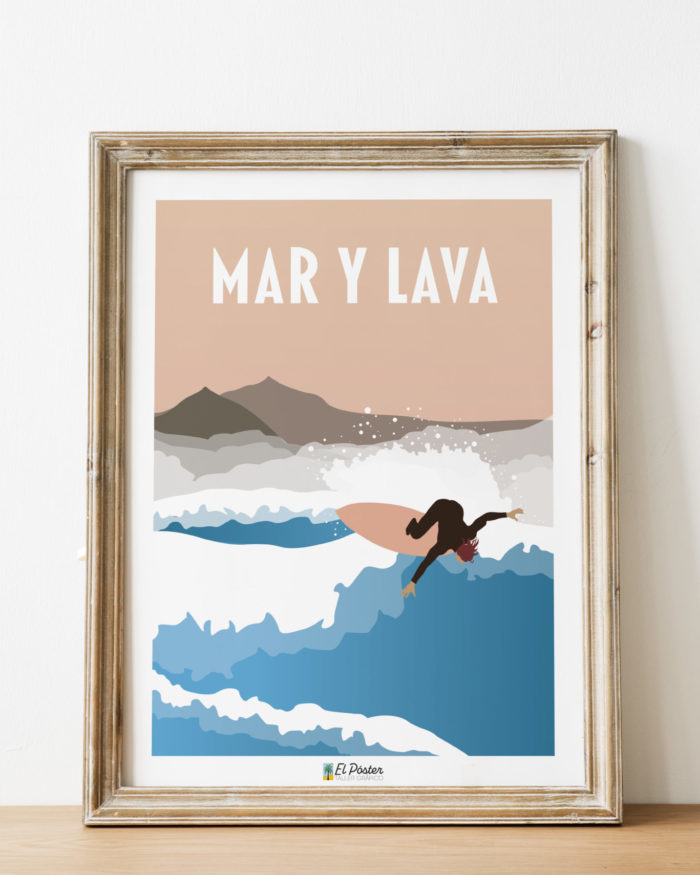 Poster decorativo vintage Mar y lava galdar teide surf