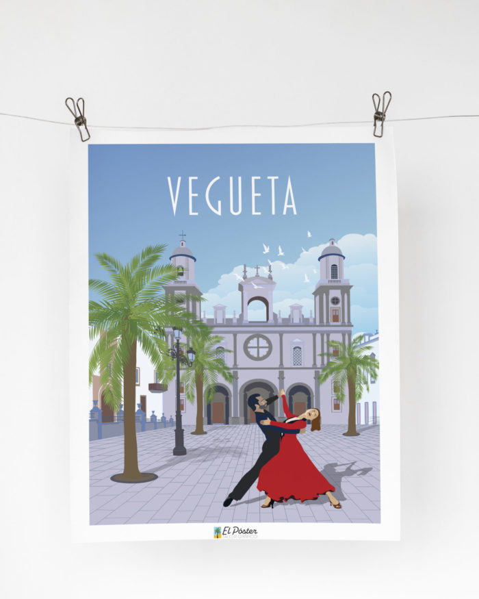 Poster vintage decorativo Vegueta catedral santa ana gran canaria bailadores
