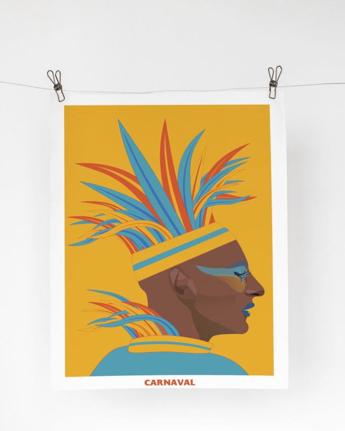 Poster decorativo de gran canaria islas canaria amarillo hombre con plumas au y roja