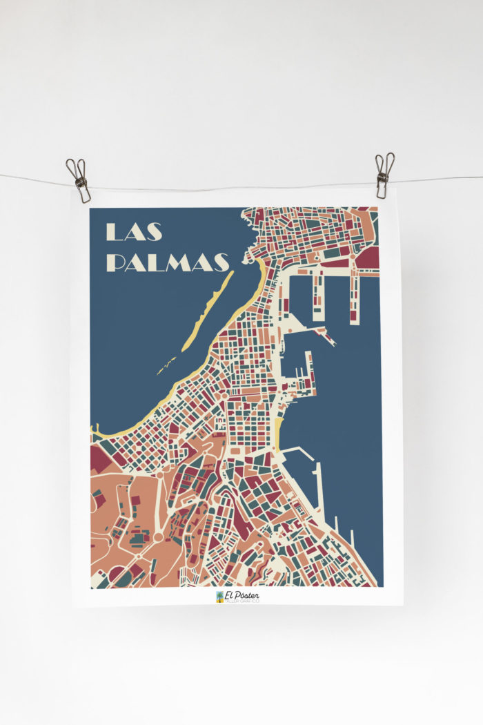 Poster mapa vintage de las palmas