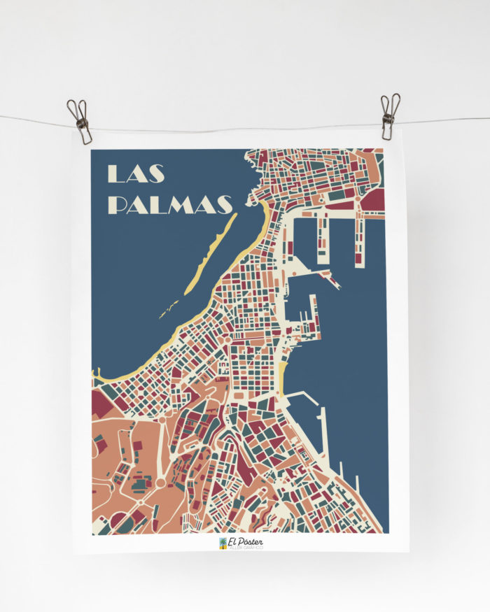 Poster mapa vintage de las palmas