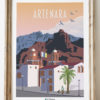 Posters Artenara en las islas canarias Gran canaria pueblo en las montanas cartel vintage