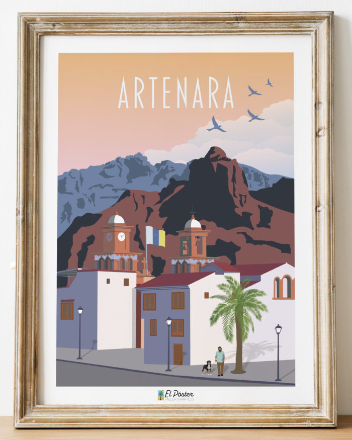 Posters Artenara en las islas canarias Gran canaria pueblo en las montanas cartel vintage