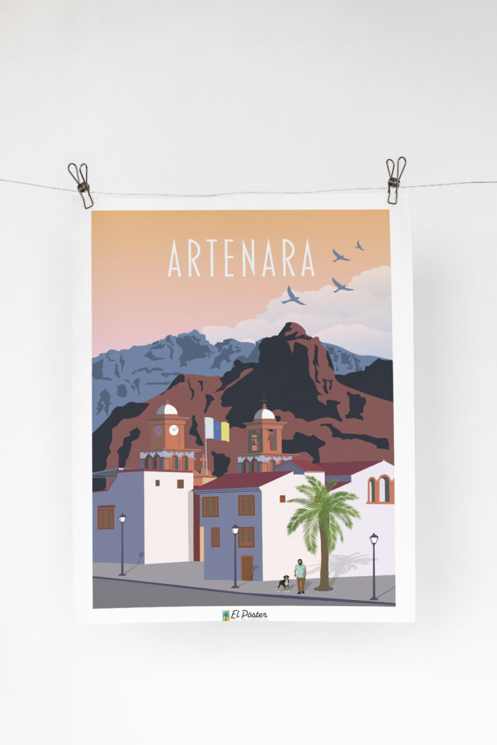 Posters Artenara en las islas canarias Gran canaria pueblo en las montanas cartel vintage