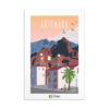 Tarjeta decorativa del pueblo de Artenara en las montanas de Gran canarias