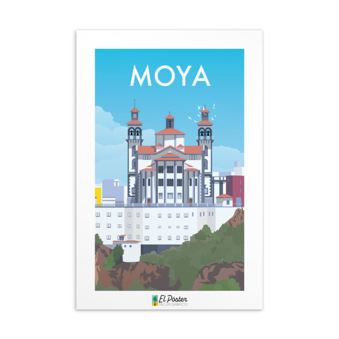 Tarjeta decorativa del pueblo de Moya y su iglesia en Gran Canaria