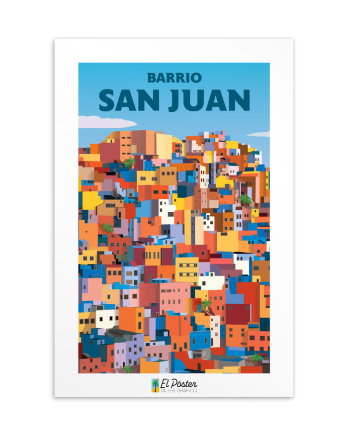 Tarjeta decorativa del Barrio de San Juan colorido pastels en Gran canaria