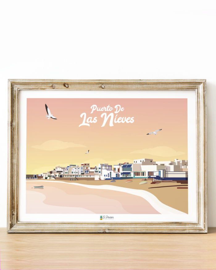 Poster decoracion interior canarias puerto de las nieves rosa