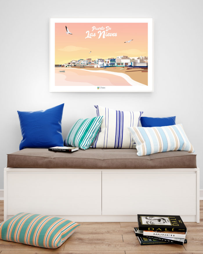 Poster decoracion interior canarias puerto de las nieves rosa