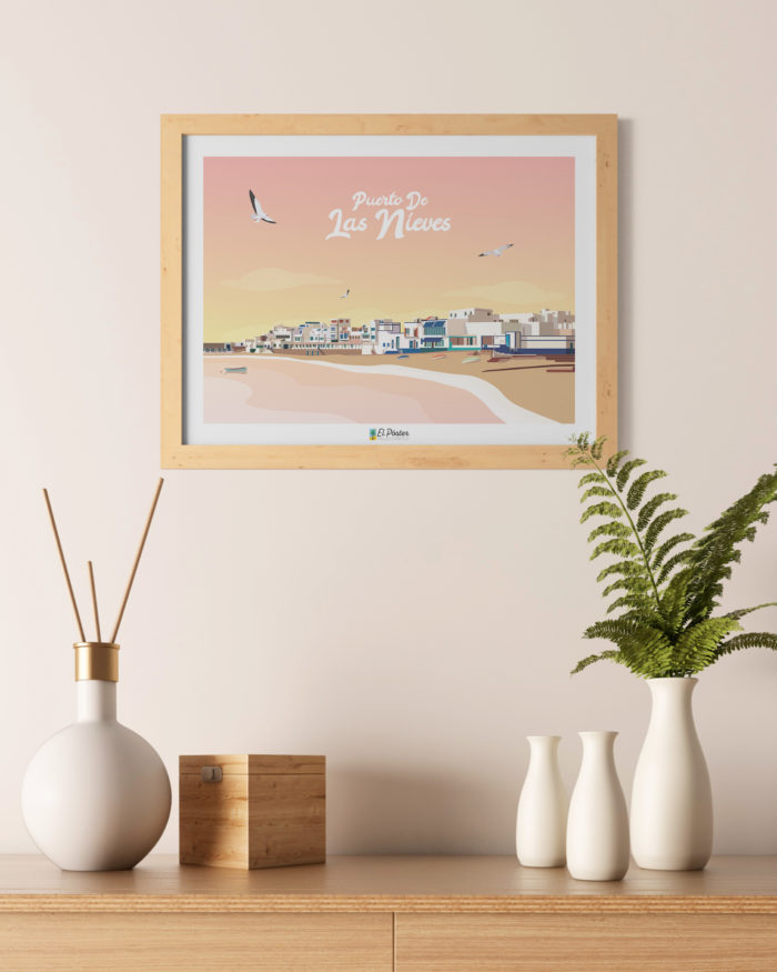 Poster decoracion interior canarias puerto de las nieves rosa