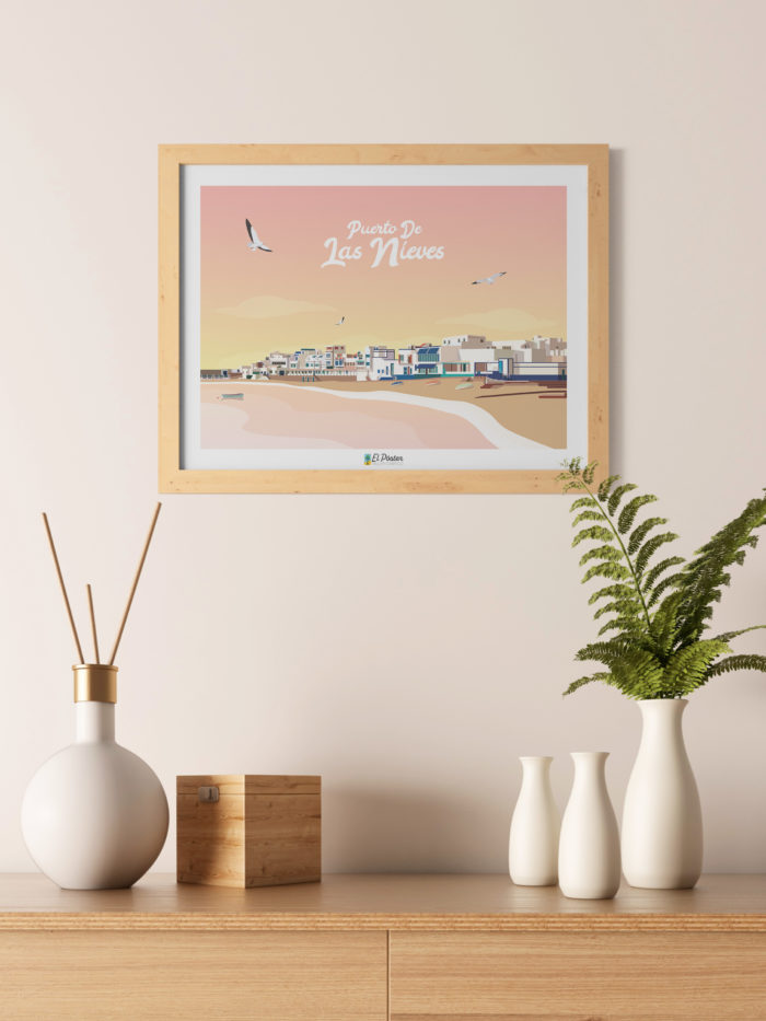 Poster decoracion interior canarias puerto de las nieves rosa