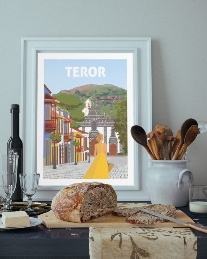 Poster grafico de teror pueblo de gran canaria