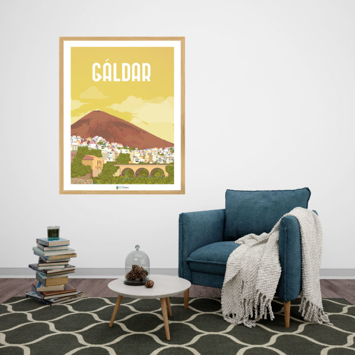 Poster grafico de Galdar ciudad en Gran canaria pueblo canario