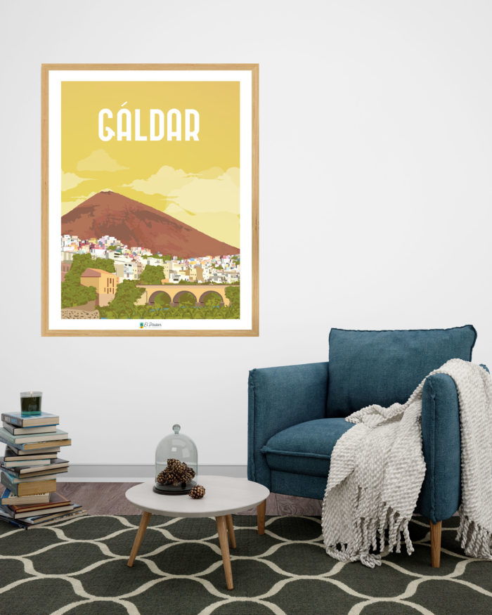 Poster grafico de Galdar ciudad en Gran canaria pueblo canario