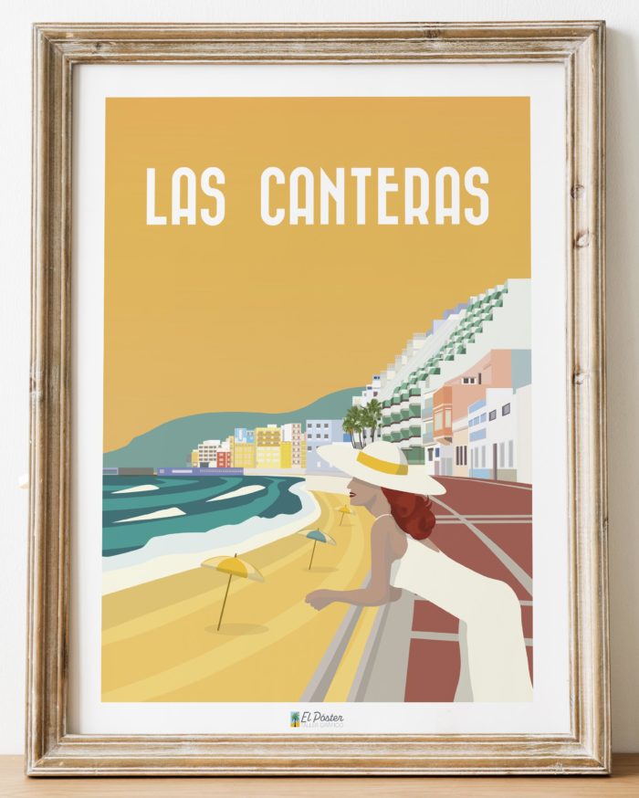 Poster de las canteras en la ciudad de Las Palmas de Gran canaria decoracion vintage playa