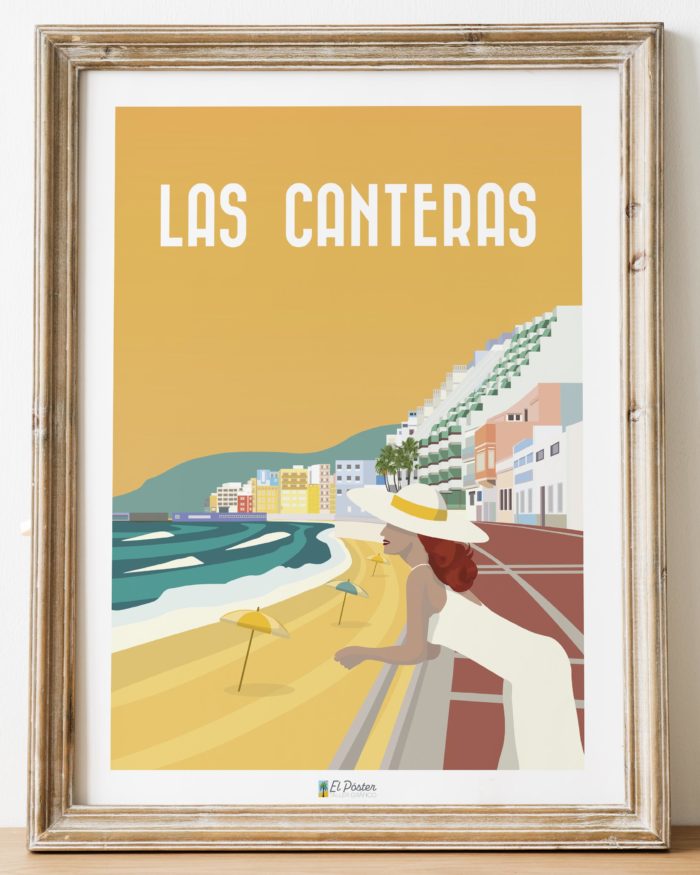 Poster de las canteras en la ciudad de Las Palmas de Gran canaria decoracion vintage playa