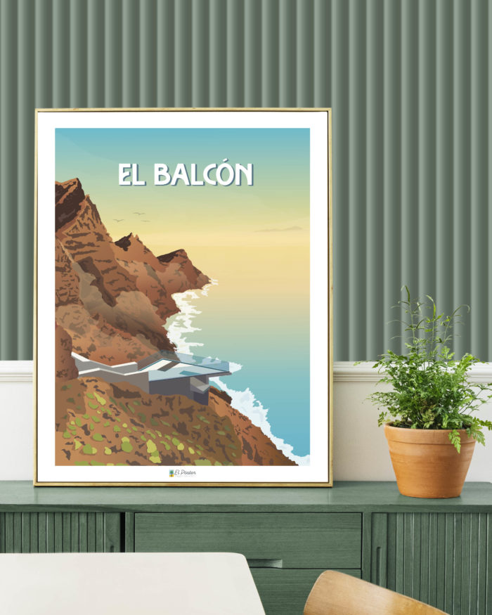 Poster del mirador del Balcon cola de dragonpueblo del noroeste de gran canaria en Canarias