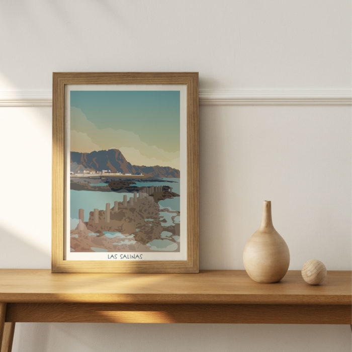 Poster vintage Las Salinas de Agaete Gran Canaria